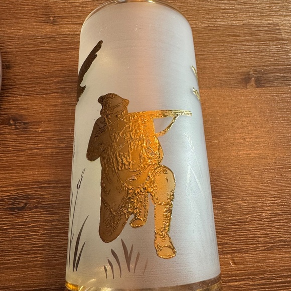 Rare MCM Gold Duck Hunting Decanter Set of 7 KROMEX Server & Wood Tray - Picture 9 of 15